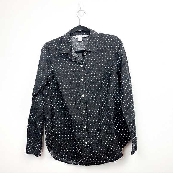 Old Navy Black and White Polka Dot Button-Up Shirt - Picture 1 of 9